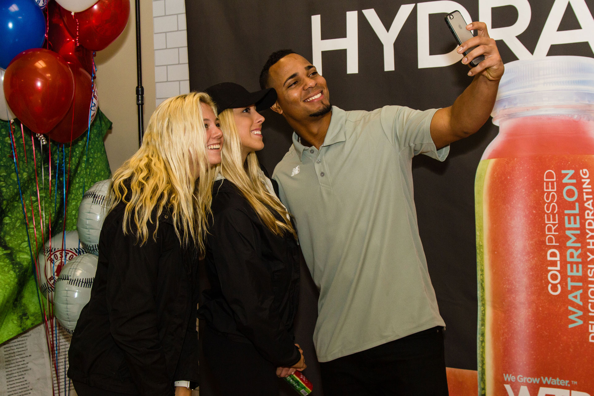 Xander Bogaerts Takes Selfie with Fans for WTRMLN WTR at Stop N Shop Appearance